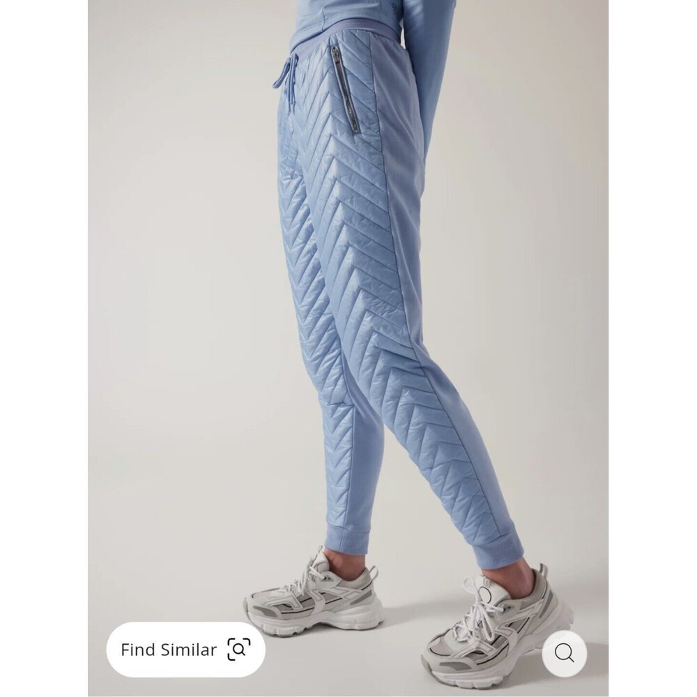 Athleta Apres Ski Jogger Heron Blue Winter Pants Quilted Size 8 NWT Warm Cozy - Picture 4 of 11